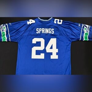 Vintage Reebok Shawn Springs Seattle Seahawks #24 Home Blue Jersey Men’s XL Y2K